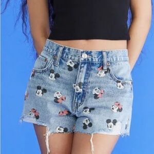 Aeropostale + Mickey & Friends High rise denim shorty shorts